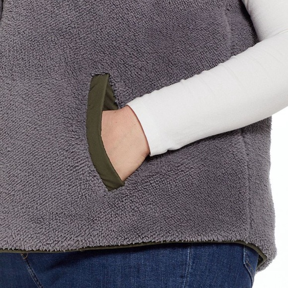 Plus Size Women’s Dusty Olive Weathercast Midweight Reverible Vest - Picture 6 of 7